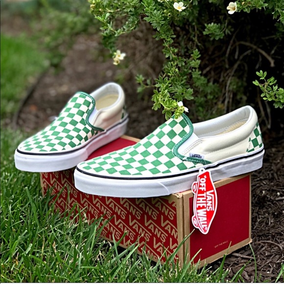 Last NWT 5 Star Vans Dk Green Checkerboard Slip On - Picture 2 of 8